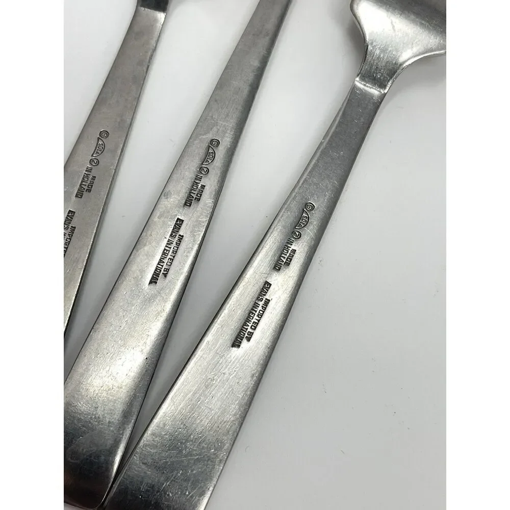 SOLA CORA Flatware Lot MCM HOLLAND STAINLESS STEEL Set Of 12 Forks Knives Spoons